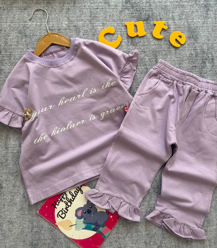 تیشرت شلوارک دخترانه آستین چین